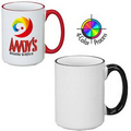 15 Oz. Handle & Halo El Grande Mug - 4 Color Process (White/Black)